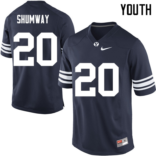 Youth #20 Rickey Shumway BYU Cougars College Football Jerseys Sale-Navy